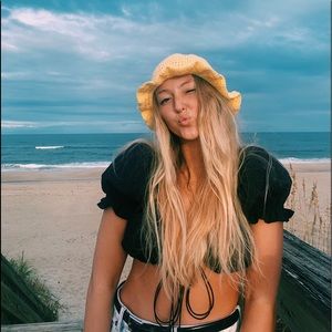 Yellow Crochet Bucket Hat